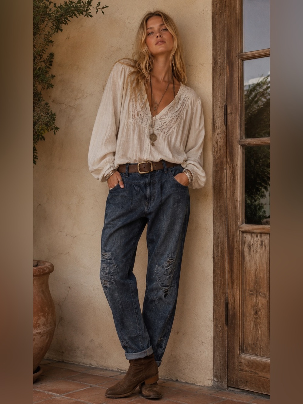 NWT Free People Distressed Trousers